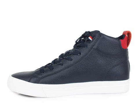 TOMMY H. Flag Detail Leather Sneaker High Midnight FM0FM02371