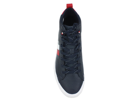 TOMMY H. Flag Detail Leather Sneaker High Midnight FM0FM02371