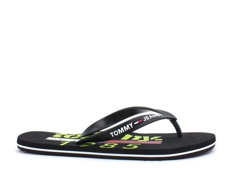 TOMMY HILFIGER Tommy Jeans Beach Sandal Print Ciabatta Black EM0EM00430