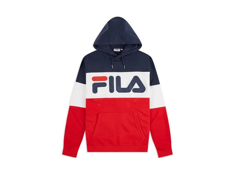 FILA Men Night Blocked Hoody Felpa Cappuccio Red Black Iris White 688051