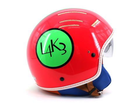 LAKE L4K3 Casco Jet Visiera Corallo Fluo