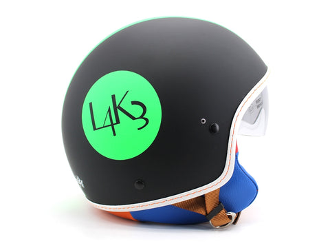 LAKE L4K3 Casco Jet Visiera Nero Opaco Green