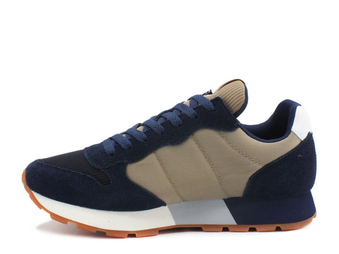 SUN68 Jaki Solid Bicolor Sneakers Uomo Navy Blue Beige Scuro Z40110
