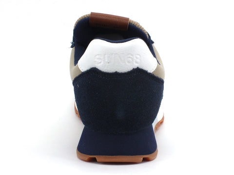 SUN68 Jaki Solid Bicolor Sneakers Uomo Navy Blue Beige Scuro Z40110