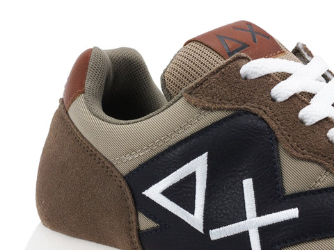 SUN68 Jaki Solid Bicolor Sneakers Uomo Beige Scuro Z40110
