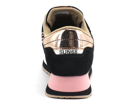 SUN68 Kate Velvet Pailettes Sneakers Donna Nero Rosa Z40218