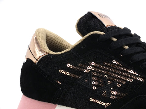 SUN68 Kate Velvet Pailettes Sneakers Donna Nero Rosa Z40218