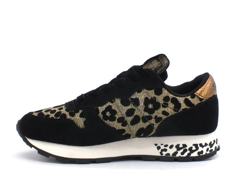 SUN68 Ally Animal Glitter Sneakers Donna Beige Nero Z40208