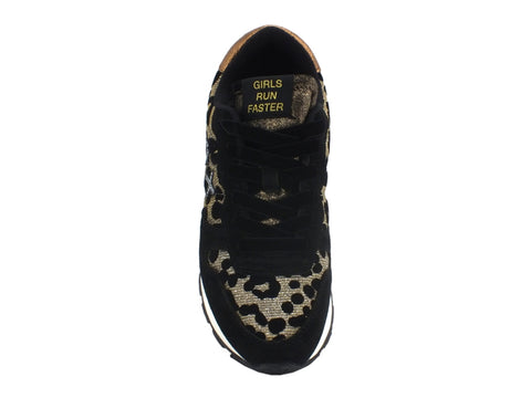 SUN68 Ally Animal Glitter Sneakers Donna Beige Nero Z40208