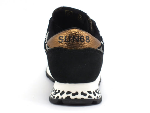 SUN68 Ally Animal Glitter Sneakers Donna Beige Nero Z40208