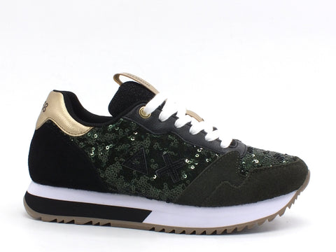 SUN68 Kelly Solid Pailetters Sneakers Donna Militare Scuro Z40224