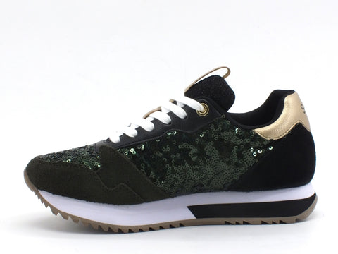 SUN68 Kelly Solid Pailetters Sneakers Donna Militare Scuro Z40224
