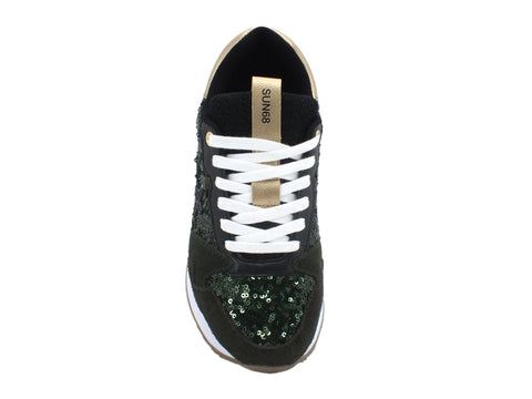 SUN68 Kelly Solid Pailetters Sneakers Donna Militare Scuro Z40224