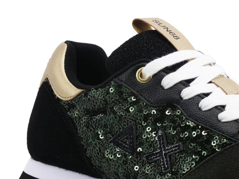 SUN68 Kelly Solid Pailetters Sneakers Donna Militare Scuro Z40224