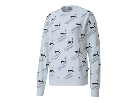 PUMA Amplified AOP Crew Felpa Donna Loghi White 583612 02