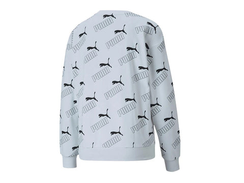 PUMA Amplified AOP Crew Felpa Donna Loghi White 583612 02