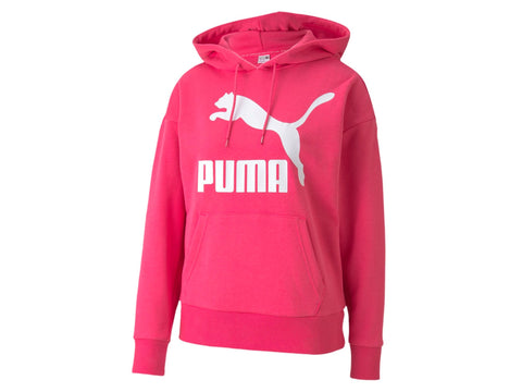 PUMA Classic Logo Hoodie Felpa Cappuccio Donna Rosa Glowing Pink 597638 25