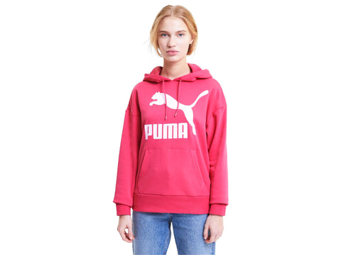 PUMA Classic Logo Hoodie Felpa Cappuccio Donna Rosa Glowing Pink 597638 25