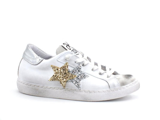 2STAR Sneaker Low Donna Glitter Silver Gold White 2SD2817 - Sandrini Calzature e Abbigliamento