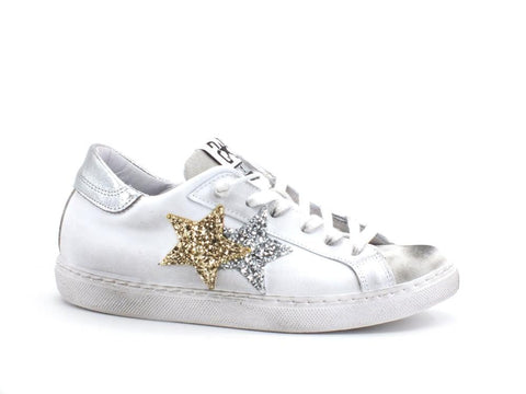 2STAR Sneaker Low Donna Glitter Silver Gold White 2SD2817 - Sandrini Calzature e Abbigliamento