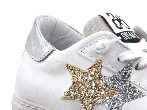 2STAR Sneaker Low Donna Glitter Silver Gold White 2SD2817 - Sandrini Calzature e Abbigliamento