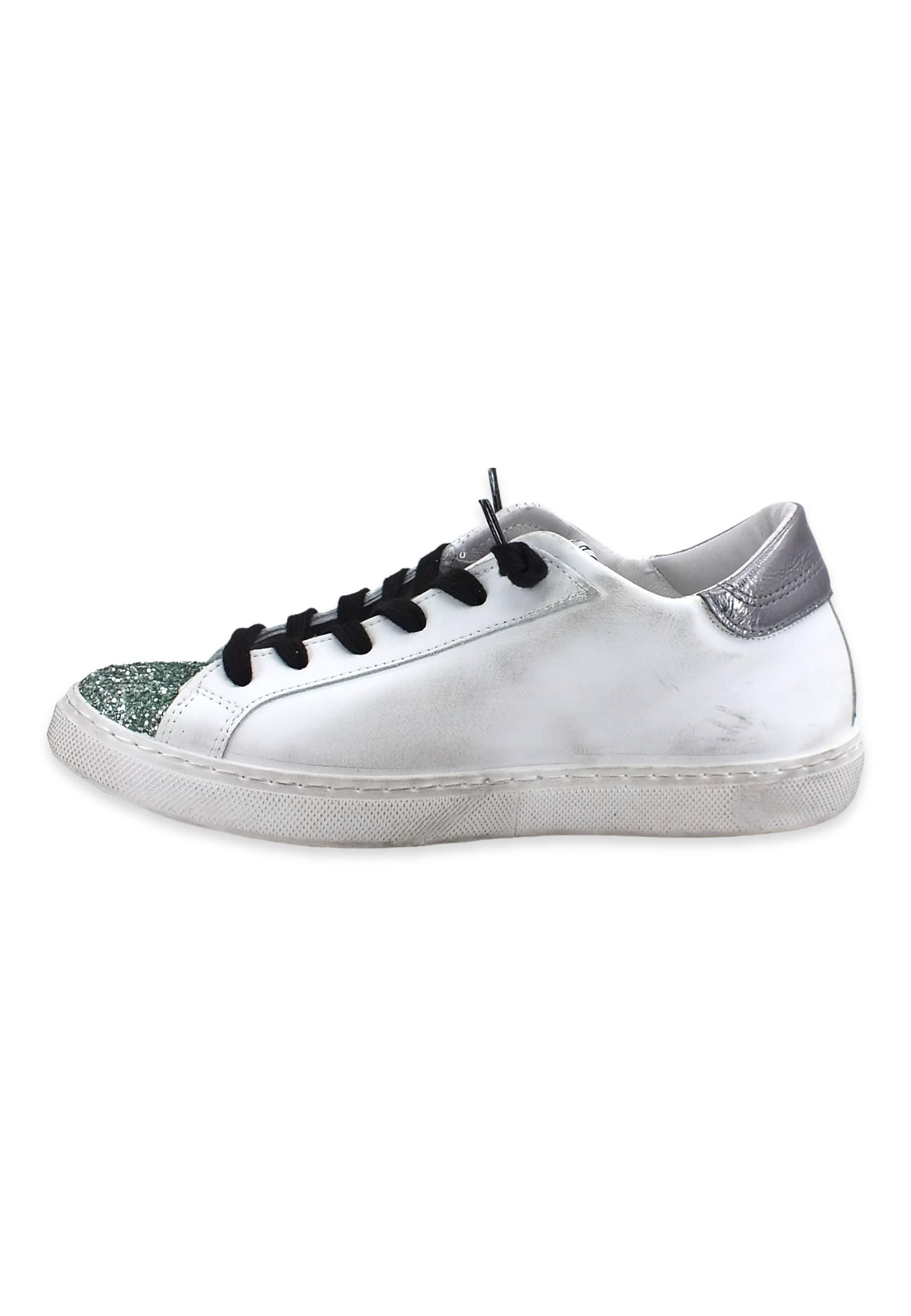 2STAR Sneaker Low Donna Glitter White Green 2SD3620 - Sandrini Calzature e Abbigliamento