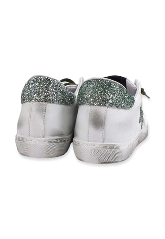 2STAR Sneaker Low Donna Glitter White Green 2SD3643 - Sandrini Calzature e Abbigliamento