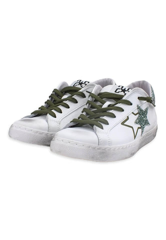 2STAR Sneaker Low Donna Glitter White Green 2SD3643 - Sandrini Calzature e Abbigliamento