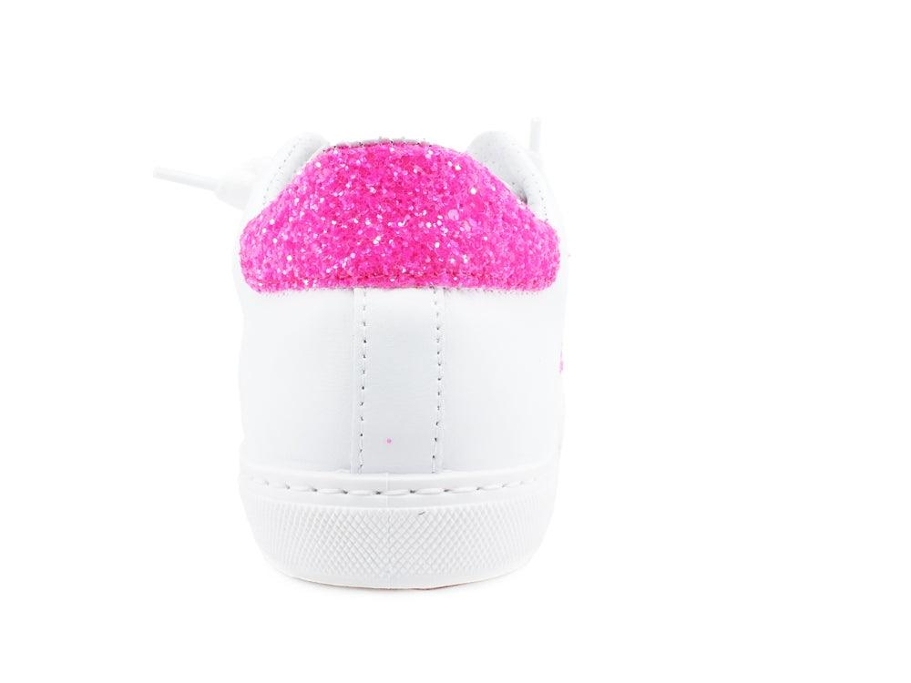 2STAR Sneaker Low Donna Retro Glitter Bianco Fuxia Fluo 2SD3011 - Sandrini Calzature e Abbigliamento
