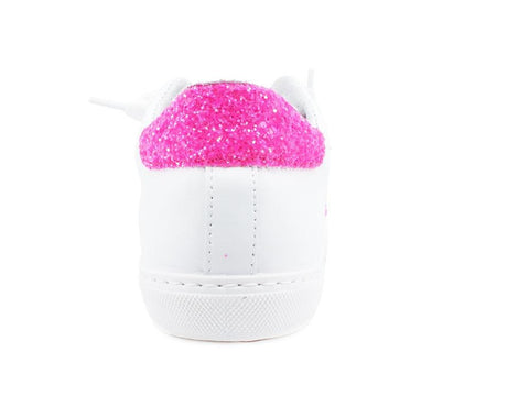 2STAR Sneaker Low Donna Retro Glitter Bianco Fuxia Fluo 2SD3011 - Sandrini Calzature e Abbigliamento