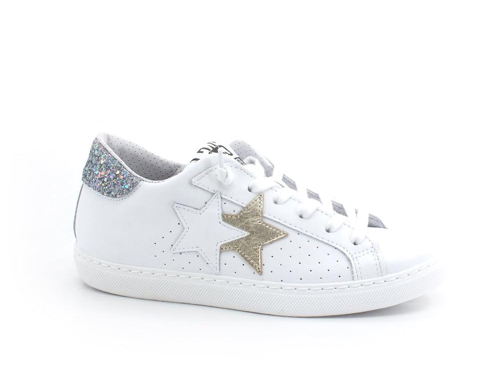 2STAR Sneaker Low Retro Leo White Gold Silver 2SD3411 - Sandrini Calzature e Abbigliamento