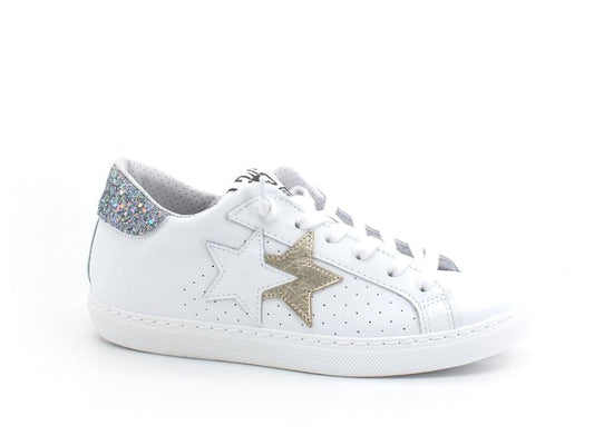 2STAR Sneaker Low Retro Leo White Gold Silver 2SD3411 - Sandrini Calzature e Abbigliamento