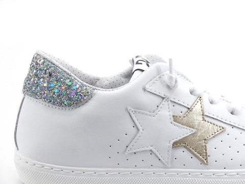 2STAR Sneaker Low Retro Leo White Gold Silver 2SD3411 - Sandrini Calzature e Abbigliamento