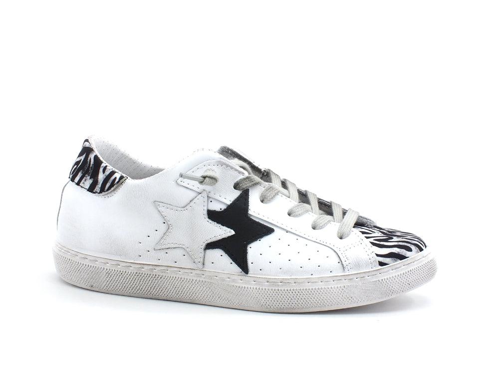 2STAR Sneaker Low Retro Zebra Bianco Nero 2SD3022 - Sandrini Calzature e Abbigliamento