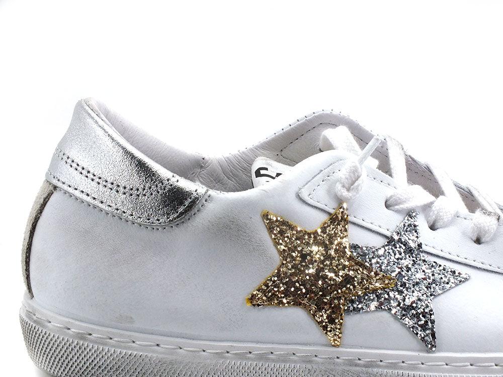 2STAR Sneaker Low Stelle Glitter White 2SD2817 - Sandrini Calzature e Abbigliamento