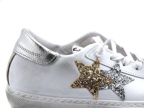 2STAR Sneaker Low Stelle Glitter White 2SD2817 - Sandrini Calzature e Abbigliamento