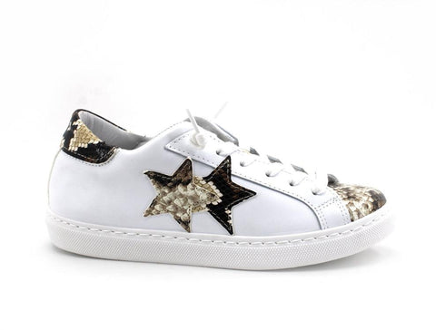 2STAR Sneaker Low Stelle White Pitone 2SD3225 - Sandrini Calzature e Abbigliamento
