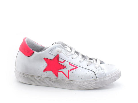2STAR Sneaker Low Traforata White Pink Fluo 2SD3434 - Sandrini Calzature e Abbigliamento