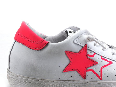 2STAR Sneaker Low Traforata White Pink Fluo 2SD3434 - Sandrini Calzature e Abbigliamento