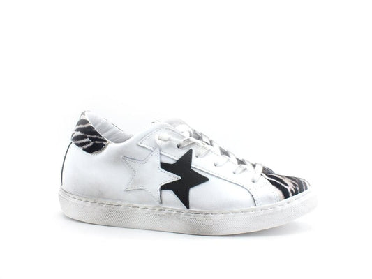 2STAR Sneaker Low Zebra Bianco Argento 2SD3219 - Sandrini Calzature e Abbigliamento