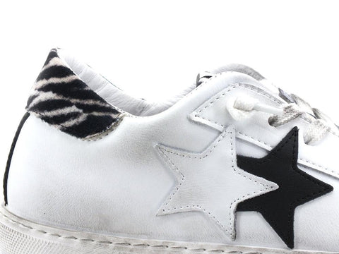 2STAR Sneaker Low Zebra Bianco Argento 2SD3219 - Sandrini Calzature e Abbigliamento