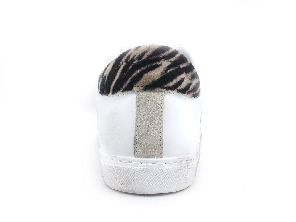 2STAR Sneaker Low Zebra Bianco Beige Nero 2SD3220 - Sandrini Calzature e Abbigliamento
