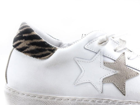 2STAR Sneaker Low Zebra Bianco Beige Nero 2SD3220 - Sandrini Calzature e Abbigliamento