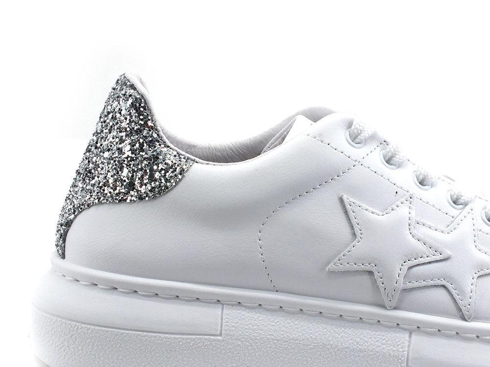 2STAR Sneaker Princess Retro White Silver Glitter 2SD2880 - Sandrini Calzature e Abbigliamento