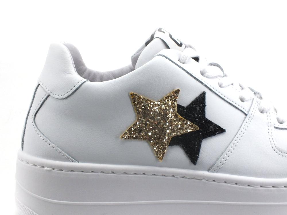 2STAR Sneaker Queen Low Platform White Gold Black 2SD3272 - Sandrini Calzature e Abbigliamento