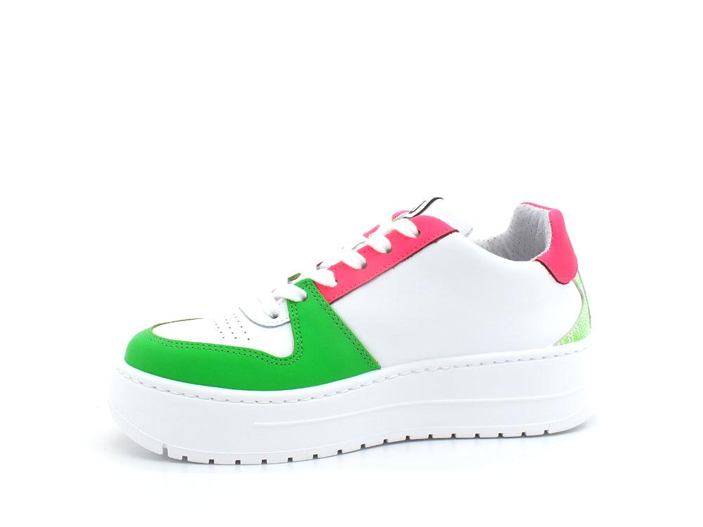 2STAR Sneaker Queen Low Platform White Pink Fluo Green 2SD3493 - Sandrini Calzature e Abbigliamento