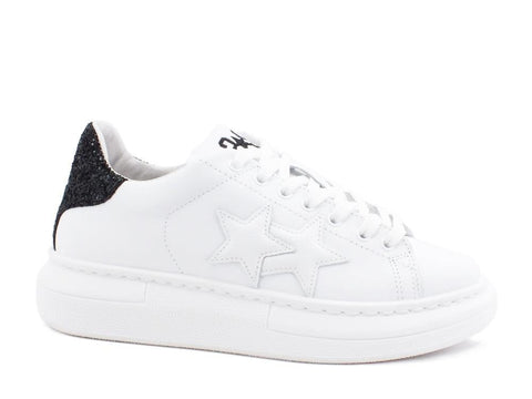 2STARS Sneakers Glitter White Black 2SD2885 - Sandrini Calzature e Abbigliamento