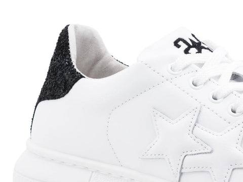 2STARS Sneakers Glitter White Black 2SD2885 - Sandrini Calzature e Abbigliamento