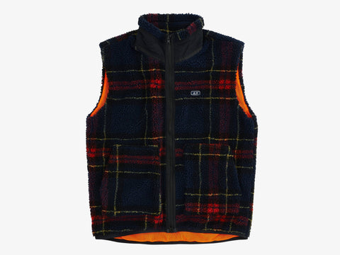 SUN68 Gilet Boucle Quadri Navy Blu F40127