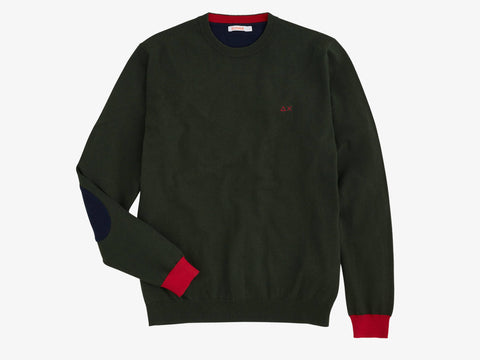 SUN68 Maglione Girocollo Verde Scuro K40137